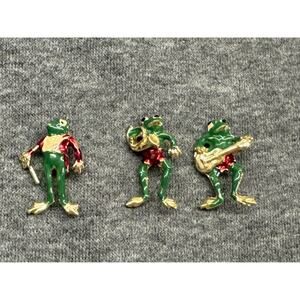 Frog Trio Music Musical Band Orchestra Guitar Horn Conductor Set of 3 Pins